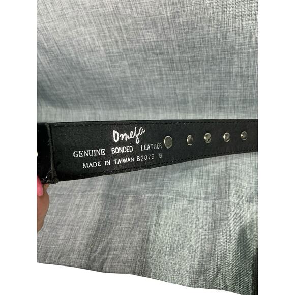 Omega Leather Gold And Silver Tone Color Stone Belt Womens Size M 34-36 in main image 3